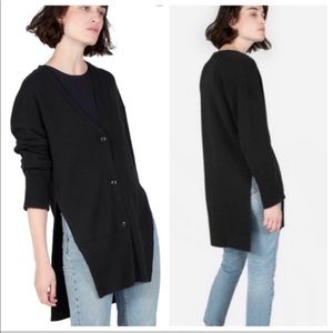 Everlane Oversize Wool Cashmere Button Up Black Ribbed Cardigan Sweater